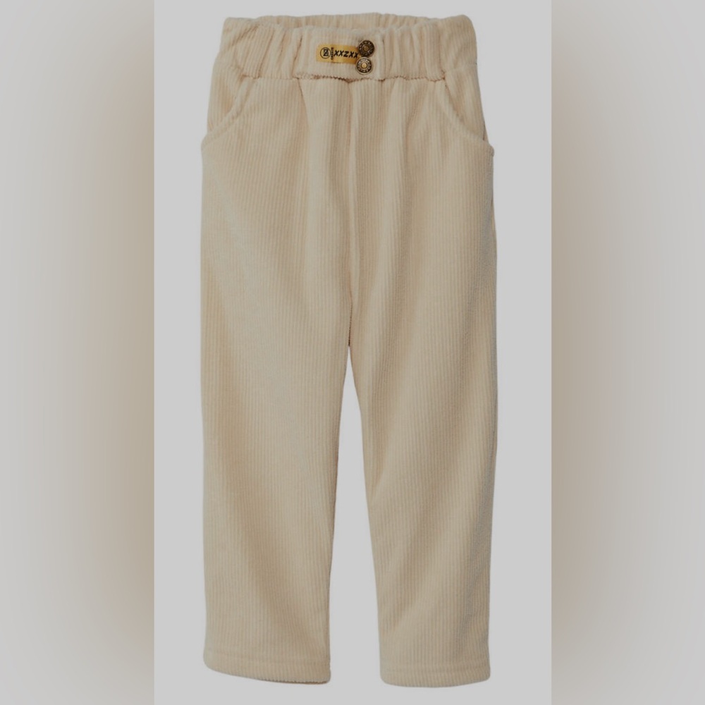 Denim Bay Kids Corduroy Pants with Elastic Waistband, Cream, Size 4, NWT